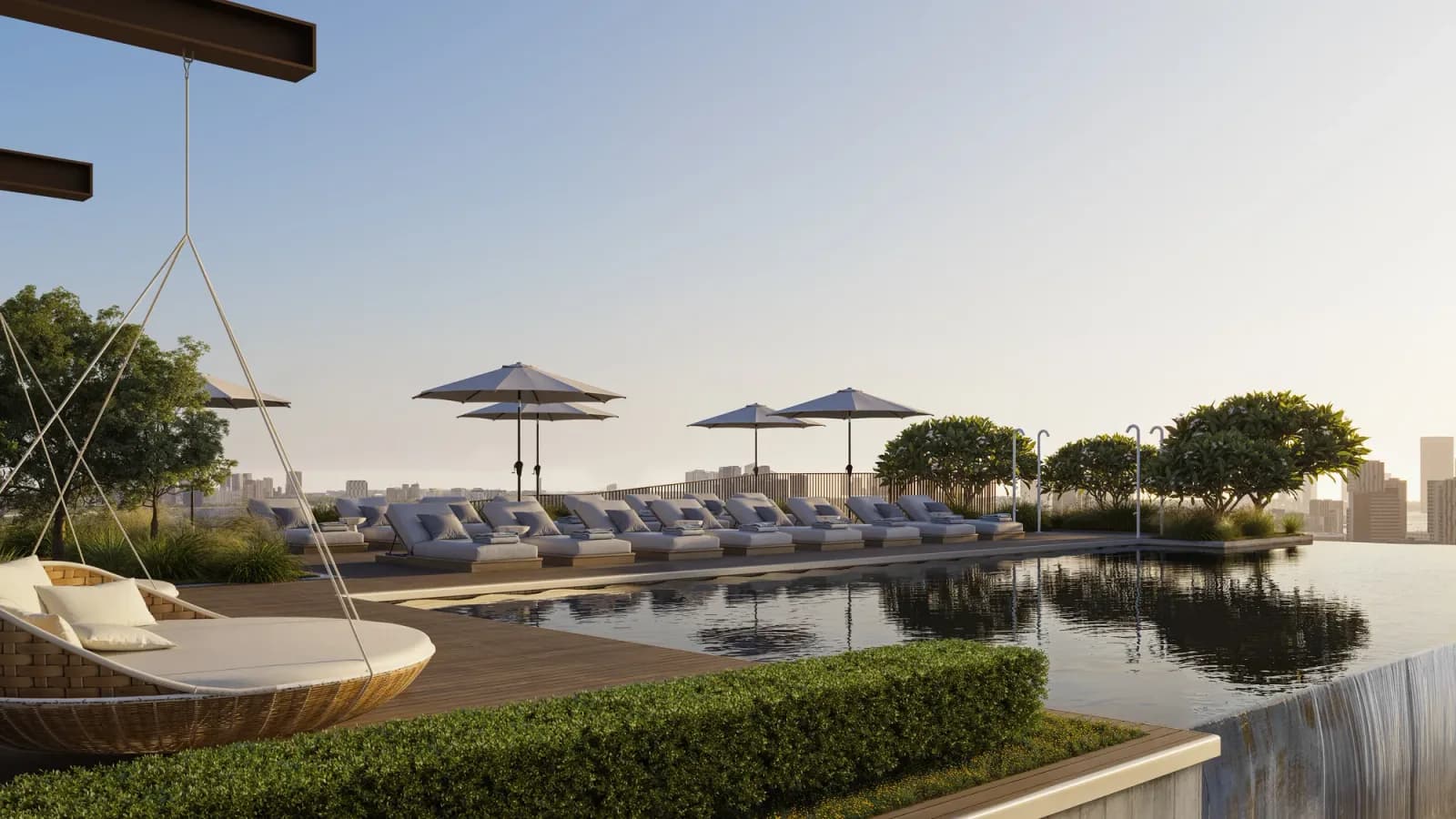 Piscina infinita no rooftop